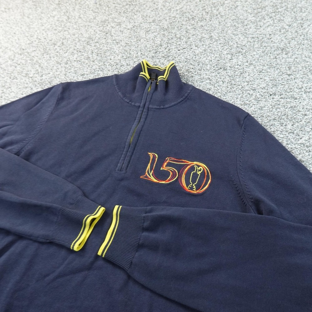 The Open 150 Golf Sweater Mens S Blue 1/4 Zip Water Repellent Hugo BOSS Pullover